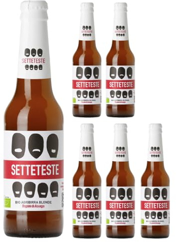 Rigoni di Asiago Setteteste Birra Artigianale Biologica Blonde Ale Non Filtrata Di Puro Malto Gradazione Alcolica 5% in bottiglia da 33 Cl (6)