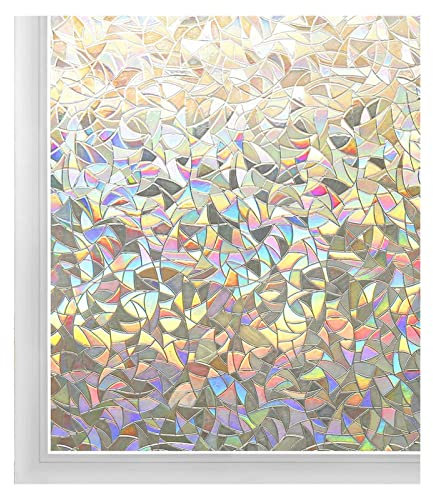 Spiegel Fensterfolie,Fensterfolie 3D-Regenbogen-Fenster-Film-Klebstoff-statische Datenschutzklimpel-Fleck-Abziehbilder dekorative Vinyl-Glas-Aufkleber Anti Aufbilden Glasfärbung for Zuhause (Size : 4