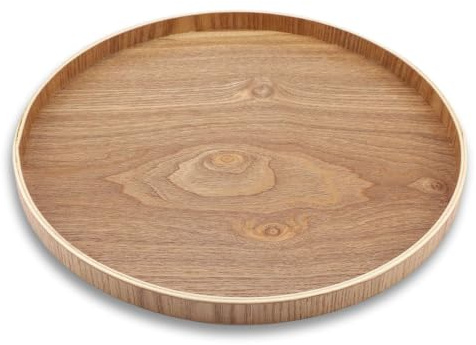 Holztablett, Dekoratives Tablett, Couchtisch-Tablett, Rundes Holztablett, Serviertablett, Kerzentablett, Couchtisch, Tischdekoration Für Esszimmer, Bauernhaus, Tischdekoration(33cm)