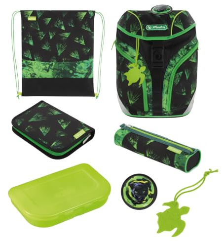 herlitz Schulranzen Set 7-teilig GREENline aus recycelten PET Flaschen 1.Klasse Junge Mädchen Kinder 18 L