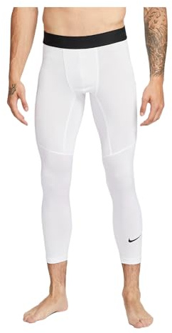 Nike Men's Pro Dri-FIT 3/4-Length Fitness Tights White/Black Large