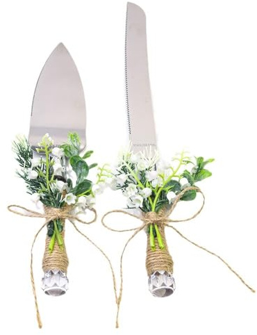 2 Delar Handbunden Blomma Tårtkniv Spade Server Set Rostfritt Stål Tårtkniv Spade Baktillbehör Brödkniv Bröllop Souvenirpresenter (D)
