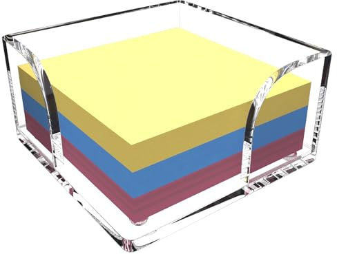 XQIGI Soporte para Notas Adhesivas, Caja de notas transparente , Cubo de notas de acrílico dispensador de Notas Adhesivas de Escritorio papelería para Escritorio de Oficina en casa(B)
