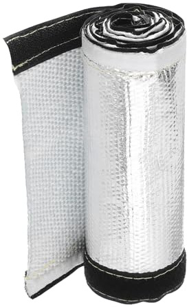 QUARKZMAN 1,5mm Gaine Thermique en Aluminium 1,77 ID x 3,2Ft Manchon Thermique en Fibre de Verre Métallique en Aluminium pour Lignes de Carburant, Câbles et Câblage Électrique