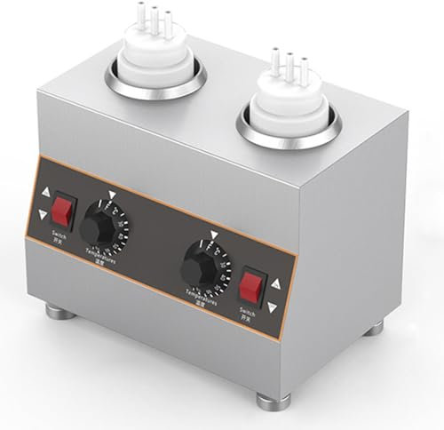 Calentador de Salsa Eléctrica Comercial, Acero Inoxidable, Salsa Caliente, Placas Calefactoras con Brillo, Temperatura Ajustable (30-85°C), Calentamiento por Inmersión,2bottles