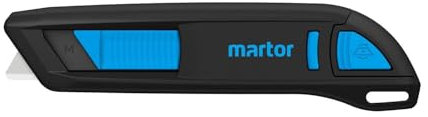 MARTOR Coltello di sicurezza con rientro lama e lama arrotondata, SECUNORM 300, cutter professionale, leggero, plastica, per destrorsi e mancini, certificato GS, profondità di taglio 9 mm