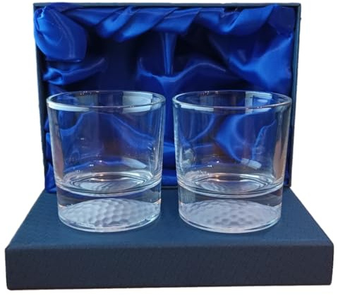 County Engraving Personalised Crystalite Whisky Glass Gift Set with 2 Tumblers (310ml Golf Ball Base)