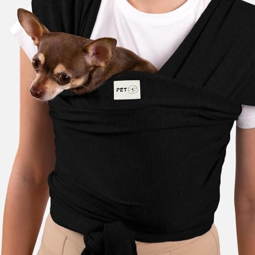 Hundetragetasche für kleine Hunde – Anti-Angst-Katzenschlinge, freihändige Haustier-Tragetasche, Spazierengehen, Outdoor, Reisen, Hundetrage für Katzen und Hunde (schwarz)