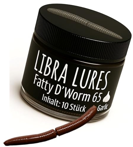 Libra Lures Fatty D`Worm 65mm | Forellenköder Supersoft | Inhalt: 10 Stück | Aroma: Knoblauch | Farbe: 038 / Brown