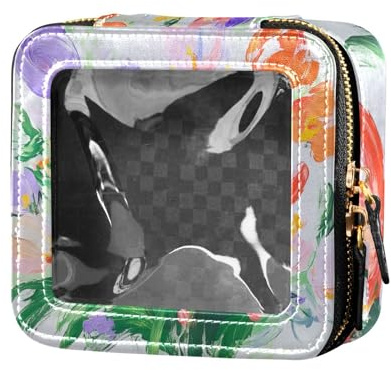 famyily Trousse de toilette transparente avec fleurs et lys blanc, Fleurs Fleur Oeillet Lys Blanc, 1 size