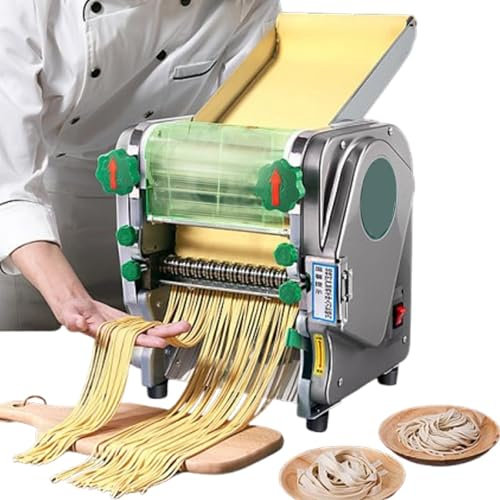 Aioneer Macchina per Pasta Elettrica Commerciale, Macchina per Pasta Automatica 2 in 1 da 750 W, Spessore Regolabile da 2 Mm A 6 Mm, Macchina per Pressatura A Rulli per Pasta per Impieghi