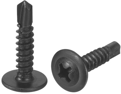 sourcing map 50Pcs #8x3/4 Phillips Head Self Tapping Screws, Carbon Steel Self Drilling Flat Head High-Strength Quick Tapping Screws Wood Screw for Wood, Metal, Plastic, Black