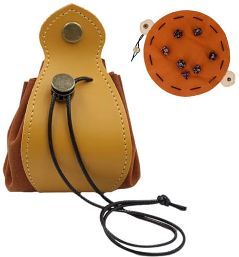 NHQZ 2in1 Würfelbeutel,Würfelbrett,Dice Tray,Würfelmatte,Dice Tray,Würfelaufbewahrung und Würfelunterlage,Ideal für DND Würfel,Pen and Paper Zubehör,Geschenk,DND Zubehör(Braun)