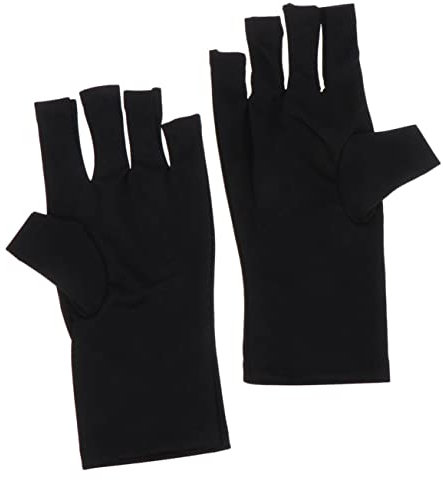 Beaupretty UV Protection Nail Gloves for Manicure, Fingerless Black Thick Short Gloves, Gel Nail Art Hand Protection for UV Lamp Use