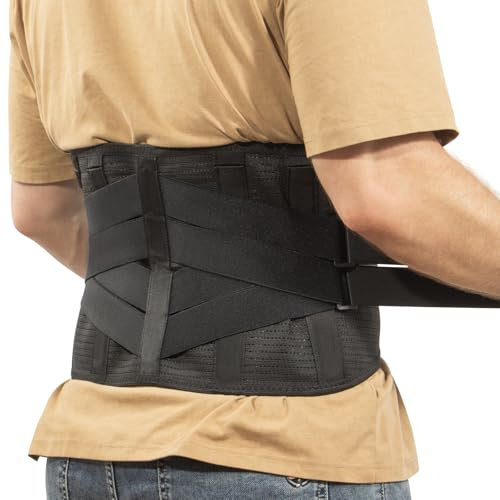 tempsnug Rückenbandage für Schmerzen im unteren Rückenbereich – ergonomisches Design mit 7 Stäben, verstellbare Lendenwirbelstütze mit atmungsaktivem Netzgewebe für Bandscheibenvorfall, Ischias
