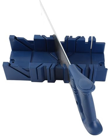 Mitre Box and Saw Set, 45° Miter Saw with Storage Box Reinforced Steel Angle Cutting Hand Miter Saws Mini Hacksaw and Mitre Block Set for Photo Frames, Plaster Lines, Skirting