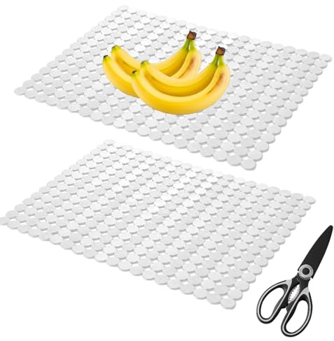 Tapis Évier Cuisine, Lot de 2 Tapis D'évier Découpable, 30 x 40 cm Natte Évier Décoratif avec 1 Paire de Ciseaux, Natte D'égouttement Rapide, pour Éviers en Inoxydable(Transparente)