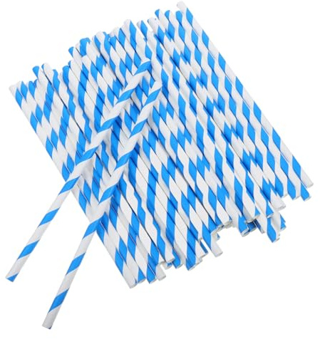 TOGEVAL Cotton Candy Sticks Paper Accessories 10x300mm Blue White Striped Food-Grade Paper Sturdy Cotton Candy Holder for Commercial Machines Party Supplies 50pcs
