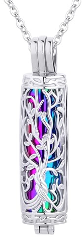 InfuMemo Cylinder Cremation Jewelry Tree of Life Urn Ashes Necklace for Women Men Vial Urn Necklaces for Ashes Loved One Memorial Jewelry