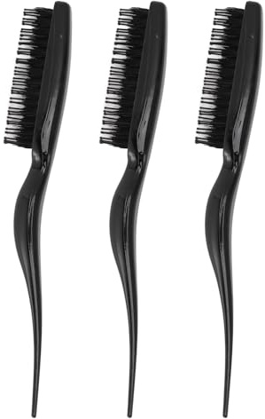 HOSEONFN Spazzola per cotonare i capelli, per aggiungere volume, styling, impugnatura ergonomica, setole in nylon resistenti, design leggero e portatile per casa, viaggi, salone (Nero)