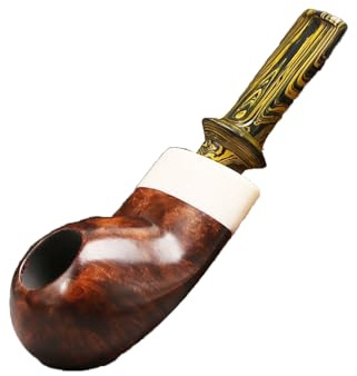 Pipa De Tabaco De Brezo Desmontable con Capa Precarbonizada Resistente Al Calor para Colección Regalo-Glossy Dark Finish
