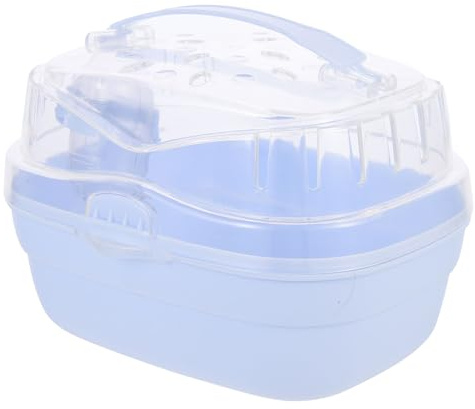 TOYANDONA Jaula para Hámster Portátil y Transpirable de Tamaño Pequeño, Caja de Viaje Segura para Animales Pequeños, Diseño Ligero en Color Azul Crema para Transporte Cómodo al Aire Libre