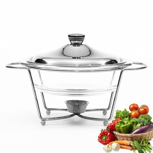 Auflaufform Glas Backform Set mit Gold Chafing Dish und Brennstoffhaltern für Buffet, Hochzeit, Partys, Bankett, Catering Events