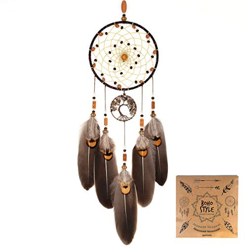 Indio Atrapasueños hecho a mano colgante de pared decoración del hogar de atrapador de sueños con plumas