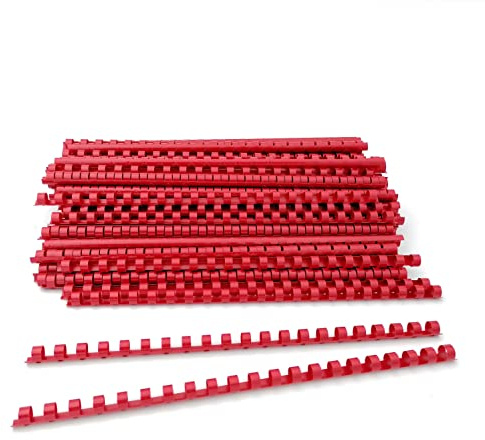 Alevar Dos en plastique spirale pour reliure, 21 anneaux de diamètre 10 mm, format A4, capacité de 41 à 55 feuilles, couleur rouge, lot de 100 pièces