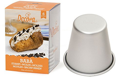 Dream' s Party Stampi monoporzione Babà Baba' - 6 Pezzi - Teglia Stampo in Acciaio anodizzato - ø6 x ø4 x 6h cm - tegame da Forno Professionale Perfetti per Realizzare Baba' Dolci e salati.