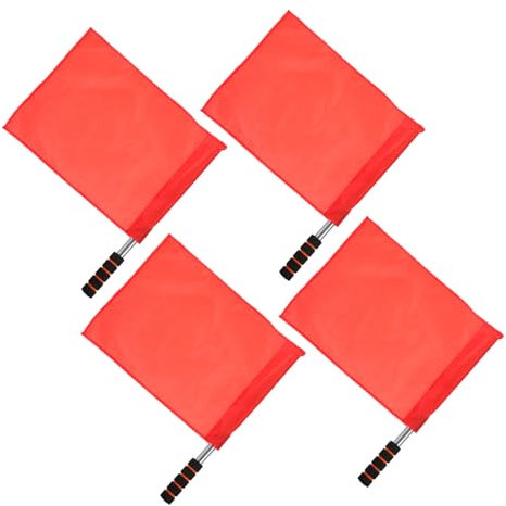 BESPORTBLE 4 Stück Schiedsrichter-flaggen-tasche Kommandant Flagge Schiedsrichterpfiff Und Flagge Orangefarbener Anzug Handstick-flagge Sportlinienrichterfahnen Stangensatz Rostfreier Stahl