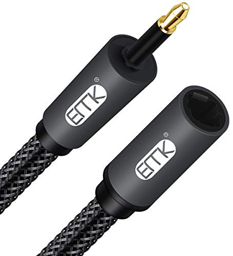 EMK Câble d'extension optique Mini Toslink femelle vers mâle compatible avec barre de son TV, Home Cinéma