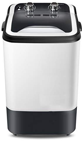 YXCKG Lavadora Doméstica, Lavadora Carga Superior 5kg, Lavadora Pequeña (41,5 X 39 X 64 Cm), Ropa Fácil De Lavar, Apartamentos, Camping, Uso En Autocaravana (Color : White+Black)