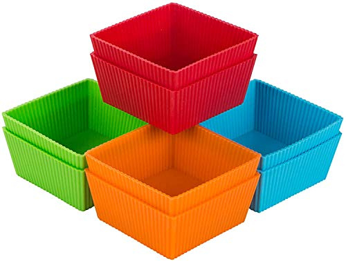 Webake Groß Silikon Muffinförmchen Kuchenform Eckig 9 cm 8 Stück Brotbackform Klein Wiederverwendbare Cupcake Formen Silikonform Muffin Förmchen für Bronnies Kuchen Pudding