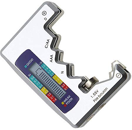 Gasea Comprobador De Batería Digital, Probador de Batería para Pilas de Botón, Medidor de Voltaje de Pilas Probador De Pilas Digital Comprobador de Capacidad de la Batería para AA, AAA, C, D, N, 9V