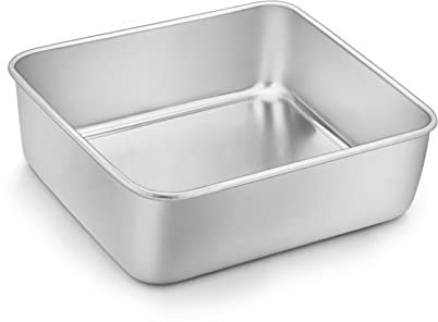 Homikit Stampo per torta quadrato, piatto forno in acciaio inox, con dimensioni esterne 16 x 16 x 4,8 cm, piccolo piatto per forno ideale per torte, brownies, lasagne, sane, lavabile in lavastoviglie
