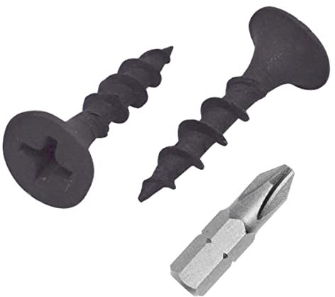(Lot de 300 vis) Vis en acier au carbone phosphaté noir pour cloison sèche 3,5 x 19 mm, vis à bois, tête bombée cruciforme, fixations pour panneaux d'aggloméré (300, 3,5 x 19 mm)