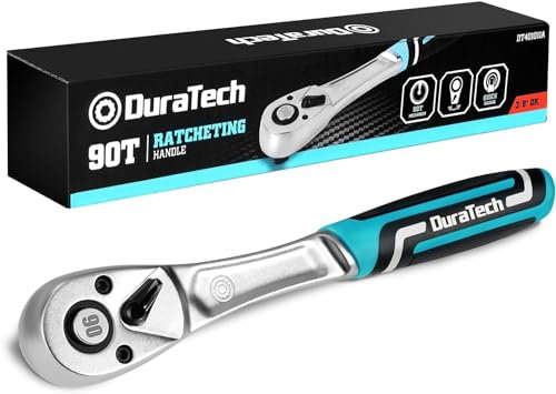 DURATECH Umschaltknarre 3/8” Vierkantantrieb, Umschaltbare Ratsche 90 Zähne, Ratschengriff mit Schnellspanner, aus Chrom-Vanadium-Stahl, kleiner Betätigungswinkel 4° für enge Bauräume