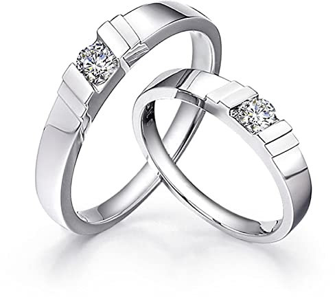 AMDXD 950 Platin Ringe Diamant 0.25ct, 2 Stücke Diamantring Klassiker Design Eheringe Trauringe Partnerringe, Damen 56 & Herren 57, Echt Schmuck