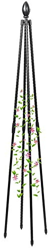 Noir Tuteur jardin pyramide,Colonne autoportante pour rosiers，Support pour Plantes grimpantes，Treillis pour d'Extérieur,Tuteur pour fleurs, plantes，métal arceau H: 90 à 180cm ( Size : 47/120cm H )