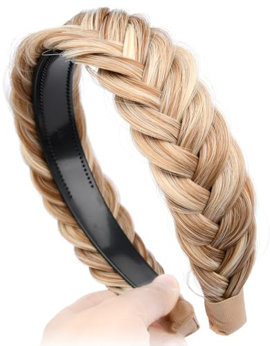 BOBIYA Breites geflochtenes Stirnband mit Zähnen für Frauen geflochtenes Haar Stirnband mit Zähnen (Sandy Blonde)