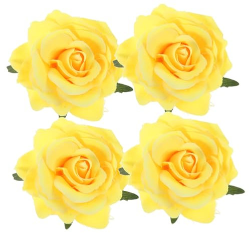 Beatifufu 4stücke Kunstrose Haarspangen Elegante Blumen-haardekoration Für Hochzeiten Strandurlaub Und Feste Gelb Vielseitige Clips Für Frisuren Kleider Und Taschen
