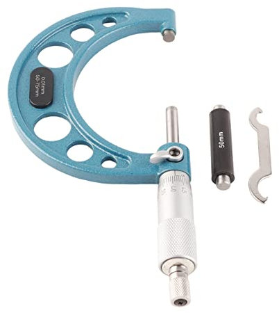 Rankomu Stainless Steel Outside Micrometer 50-75mm, High Accuracy Thickness Measuring Tool with Wrench, 0.01mm Resolution