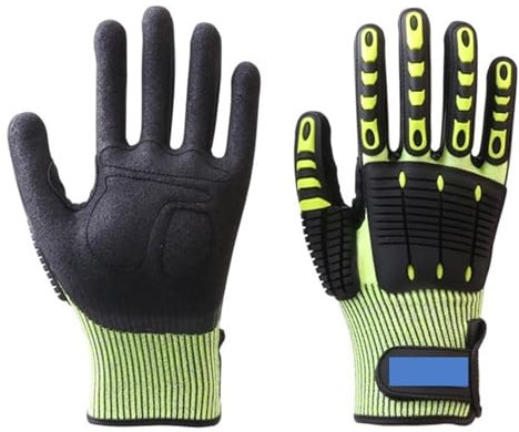 nmbhus Gants Résistants Aux Coupures, Mécanique Absorbant Les Chocs, Gants De Travail De Sécurité Résistants Aux Chocs, Gants Anti-Vibration Et Résistants À L'huile (Color : Yellow-2 Pairs, Size : S)