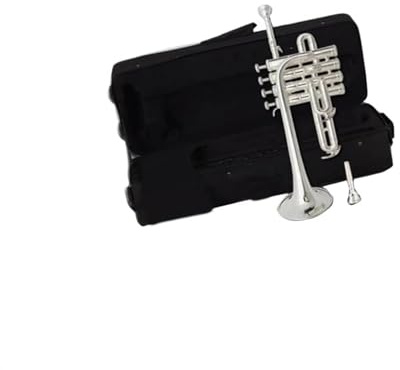 Professionelle B-Piccolo-Trompete Trompete Aus Messing Mit Goldfarbener Oberfläche, Dreifarbige Trompete Legierungskolben(Color:Silver)