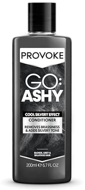 PROVOKE Go Ashy Conditioner 200ml, Remove Brassiness & Adds Silvery Tone to Hair, Formulated with Triple Toning Technology, Turn Warm & Brassy Hair to Cool & Ashy