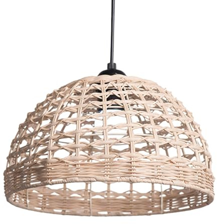 Generic Pantalla colgante de ratán, pantalla tejida al aire libre para protección, pantalla de mimbre tejida a mano retro, lámpara colgante de cesta boho para luces colgantes cafetería restaurante