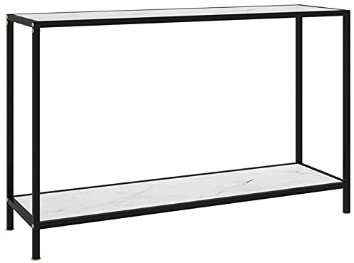 Homgoday Konsolbord Vit 120x35x75cm i härdat glas, vardagsrumsbord, vardagsrumsbord, kontorsbord sovrum trädgård inredning