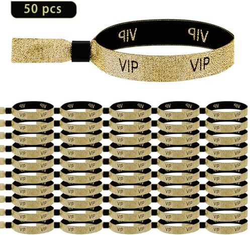 Werownsgso 50 Stück VIP Stoff Einlassbänder ，Party VIP Identifikationsarmbänder，Festival Einlassbändchen，Stoff-Armbänder für Events，Konzerte，Hochzeit,Bars (50)