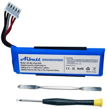 Aibatt 3200mAh Akku,Ersatzakku für JBL Flip 4, Flip 4 Special Edition Lautsprecher, Ersatz für JBL akku GSP872693 01.(3.7V/Li-Polymer)
